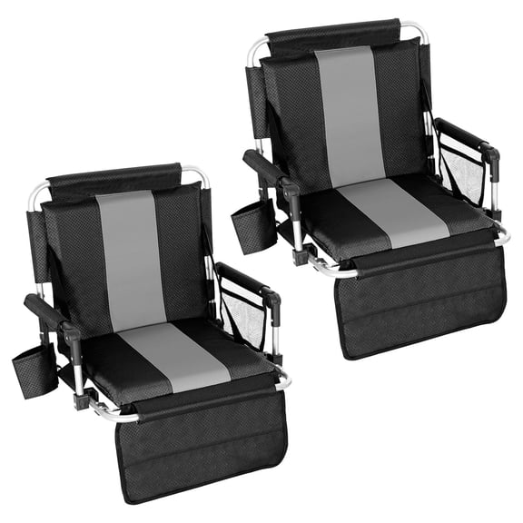 Sophia & William Set of 2 Portable Stadium Chair Stadium Seat for Bleacher with Cup Holder, Gray