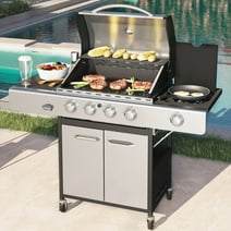 Sophia & William Stainless Steel Portable 4-Burner Propane Gas Grill with Side Burner