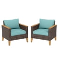 thumbnail image 1 of Sophia & William Wicker Patio Conversation Sofa Chairs Set of 2, Turquoise, 1 of 7