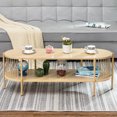 Sophia & William Coffee Room 2Tier Oval Coffee with 47.2" Wood Mid