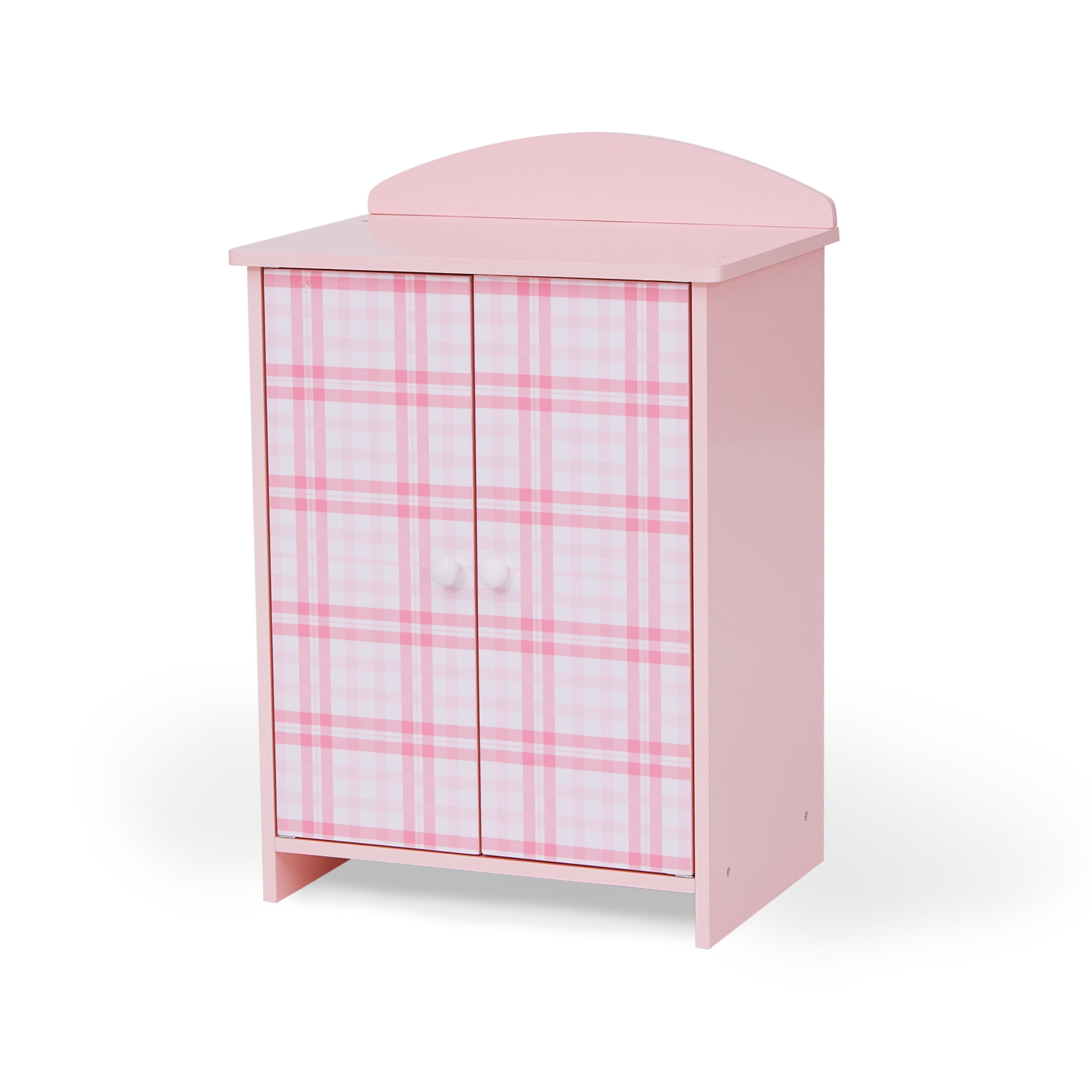 Sophia's Pink Plaid Wooden Doll Armoire with Accessories