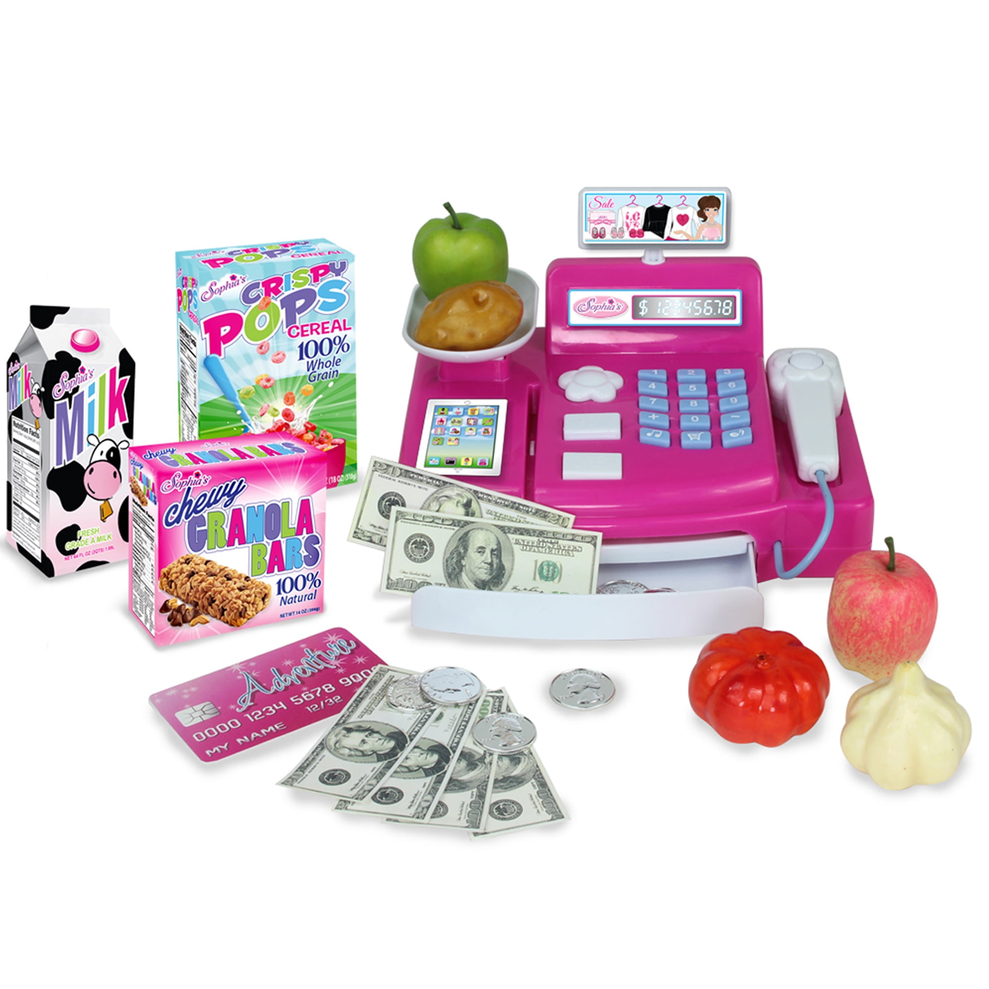 Sophia's 18" Doll Cash Register & Food Play Set Hot Pink