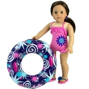 Sophia’s Ruffle Polka Dot Bathing Suit & Inner Tube Set for 18” Dolls, Hot Pink