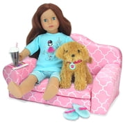 Sophias 2-in-1 Plush Pull-Out Sofa Bed for Two 18 Dolls, Pink