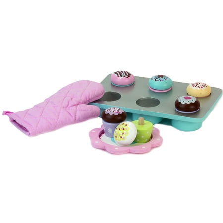 Sophia’s 9 Piece Wooden Cupcake Set, Multicolor