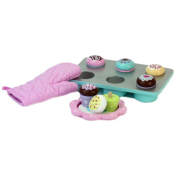 Sophia's 9 Piece Wooden Cupcake Set, Multicolor