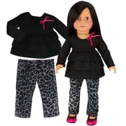 Sophias Animal Print Jeans & Long Sleeve Ruffle Tee for 18   Dolls, Black