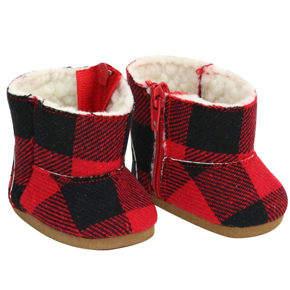 Sophia's Buffalo Check Boots for 18†Dolls, Black/Red