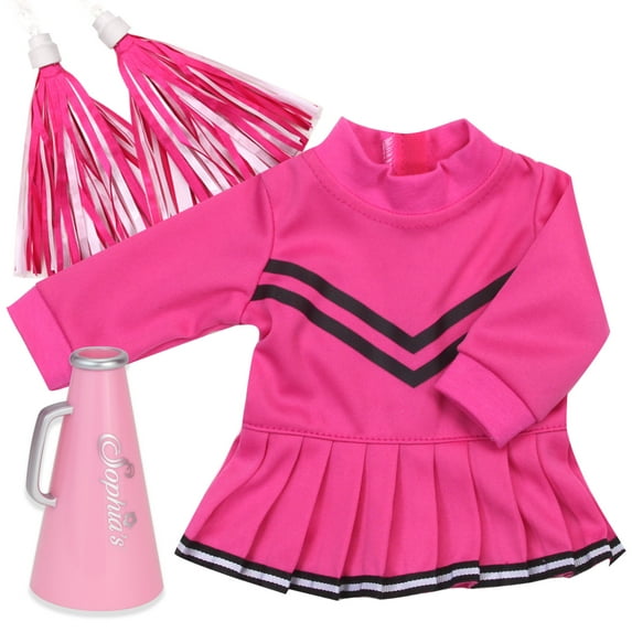 Sophia's Cheerleader Dress, Pom-Poms, & Megaphone Set for 15" and 18†Dolls, Hot Pink