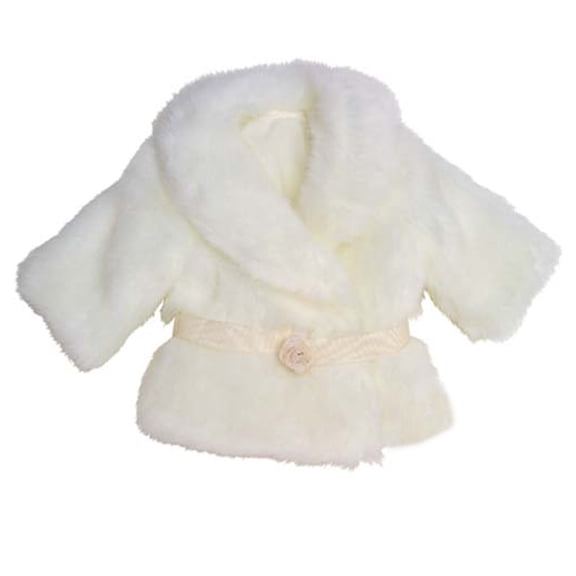 Sophias Faux faux fur Coat with Sash Closure for 18" Dolls, Ivory