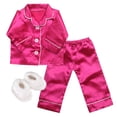 thumbnail image 1 of Sophia's Hot Pink Satin Pajamas and White Fuzzy Slippers Set for 18" Dolls, 1 of 6