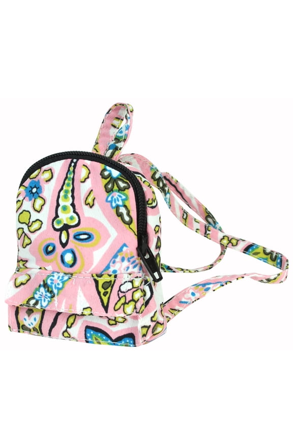 Kids Paisley Mini-Backpack for 18 Dolls, Pink, T/C, zipper