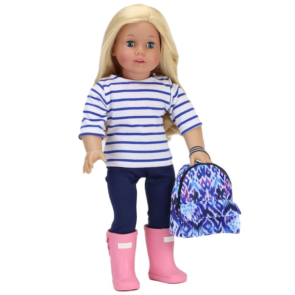 Sophia's Nylon Ikat Print Backpack for 18" Dolls, Blue/Purple