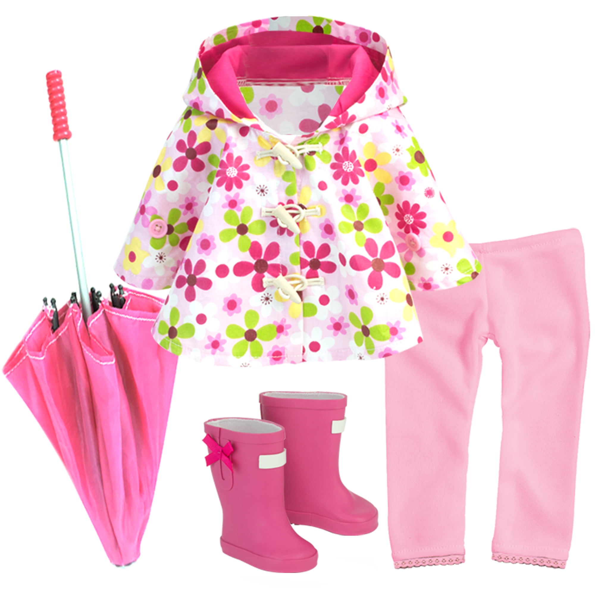 Sophia s Rain Poncho Leggings Boots and Umbrella for Dolls
