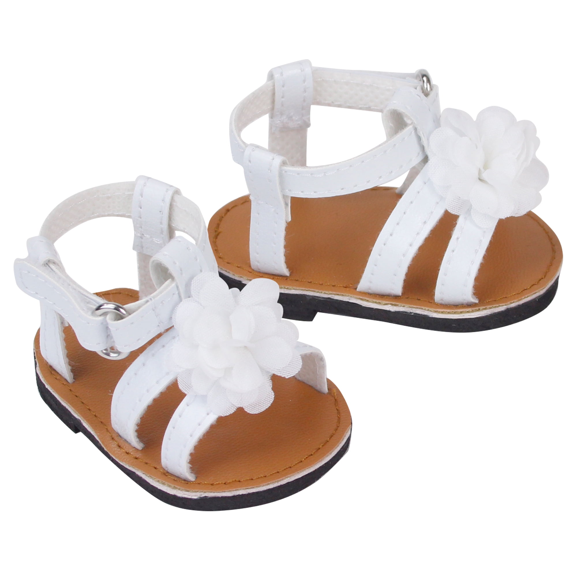 Sophia's Sandals with Flower for 15†Dolls, White