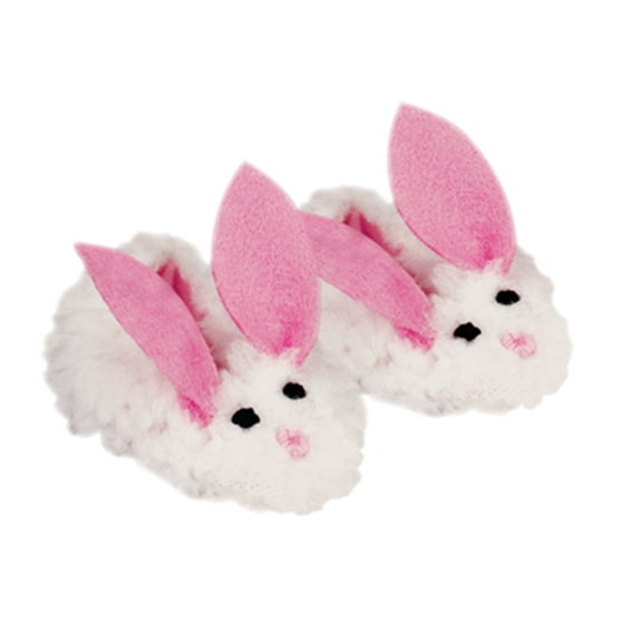Sophia's Sherpa Bunny Slippers with Pink Felt Ears for 18 Inch Dolls, White