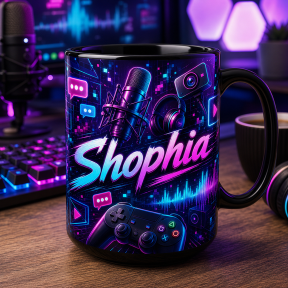 Sophia's Streaming Studio Mug 3D Effect Gamer Streamer Coffee Cup Gift