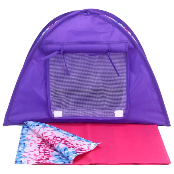 Sophia's Tent and Sleeping Bag Set for 18" Dolls, Purple/Pink
