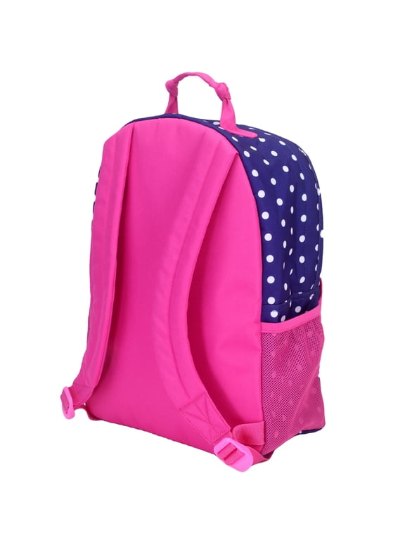 Sophia's White Polka Dot Backpack Carrier for 15'' and 18'' Dolls, Navy/Hot Pink