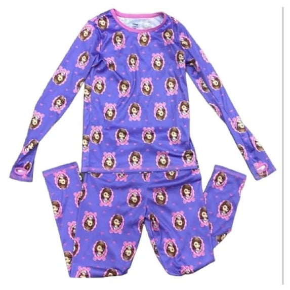 Sophia the First Big Girl's Base Layer Leggings & Long Sleeve Crew - M (7/8)