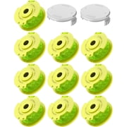Sophialy String Trimmer Line for Ryobi One Plus AC80RL3, 0.08 10-Pack Replacement Spools with 2 Cap Covers for 18V 24V 40V Cordless Weed Wacker Grass Trimmer Green Nylon Line