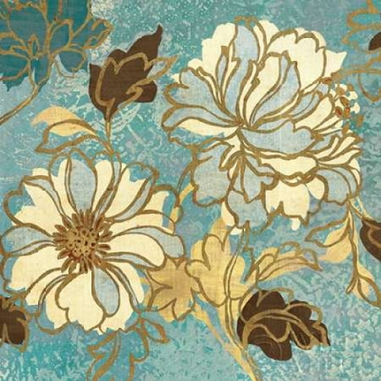 Sophias Flowers I Blue Canvas Art - Wild Apple Portfolio (24 x 24)