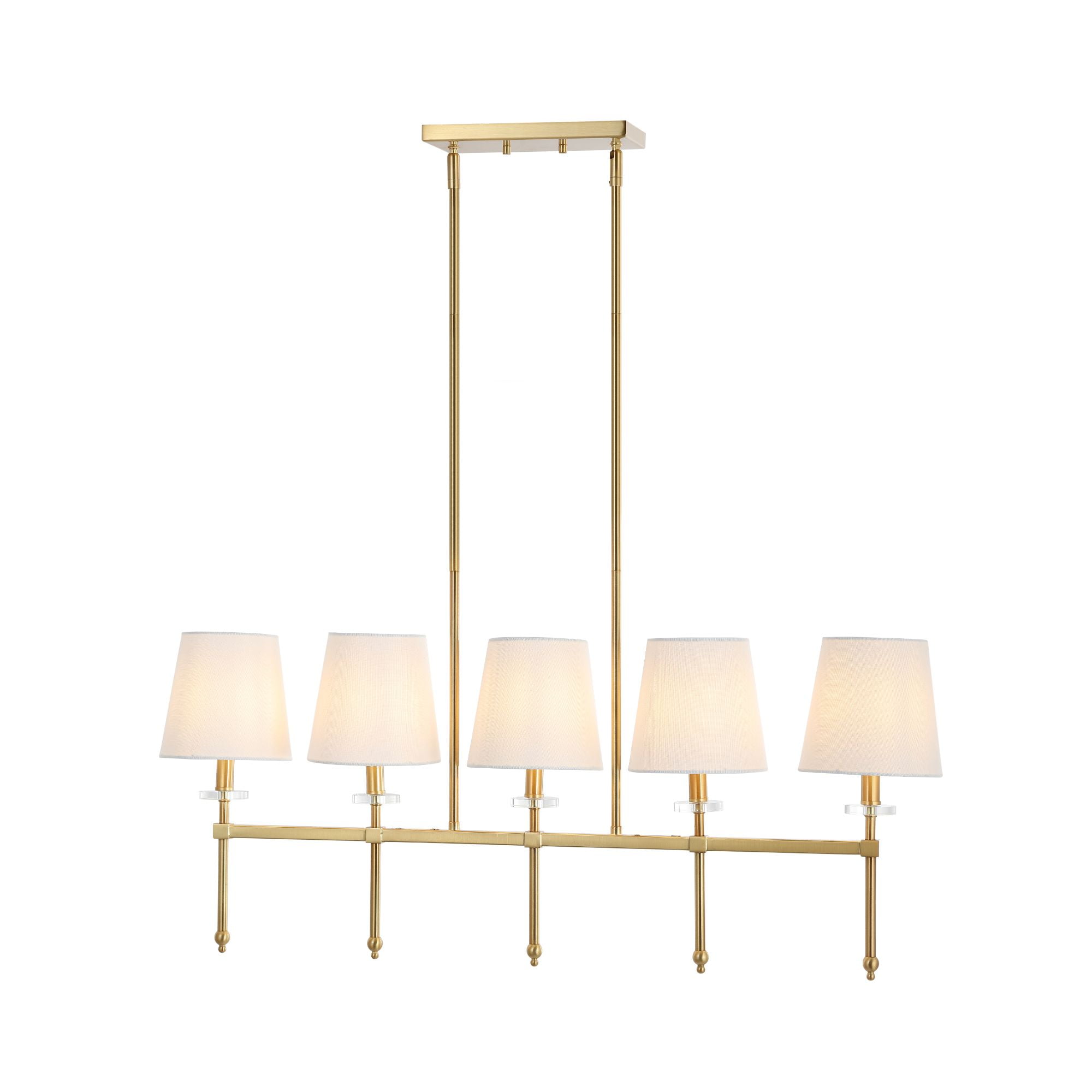 Sophie Classic 38.5" Brass Gold Linear LED Pendant with Ivory Linen Shades