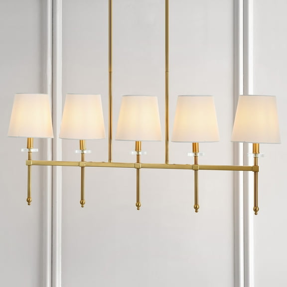 JONATHAN Y Sophie 38.5" 5-Light Modern Midcentury Iron Linear LED Pendant, Brass Gold