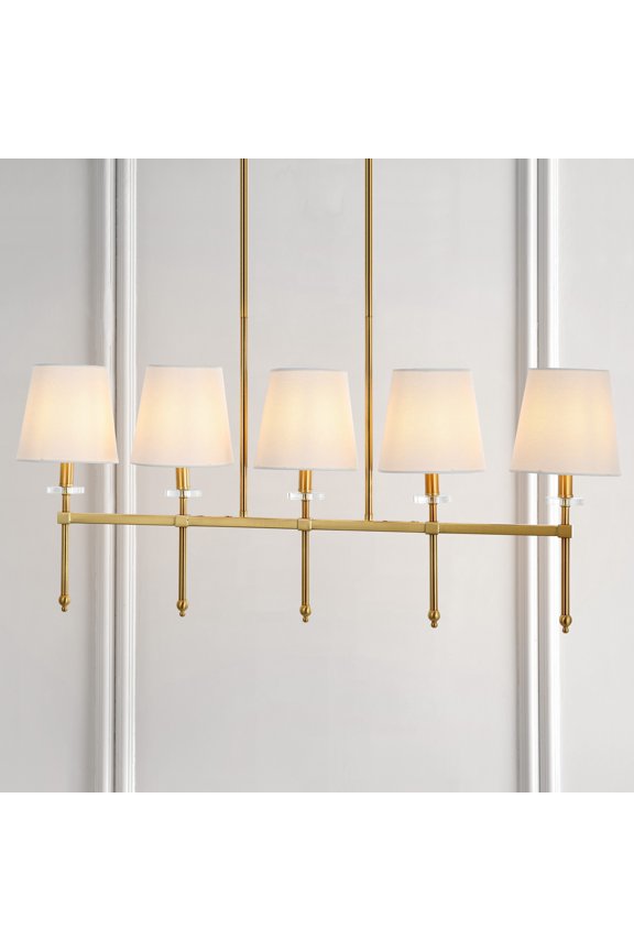 Sophie 38.5" 5-Light Modern Midcentury Iron Linear LED Pendant, Brass Gold