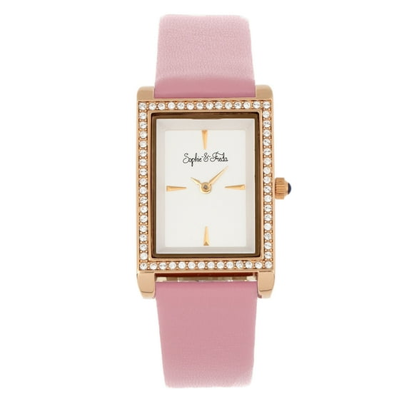 Sophie And Freda Wilmington Leather-Band Watch W/Swarovski Crystals - Pink
