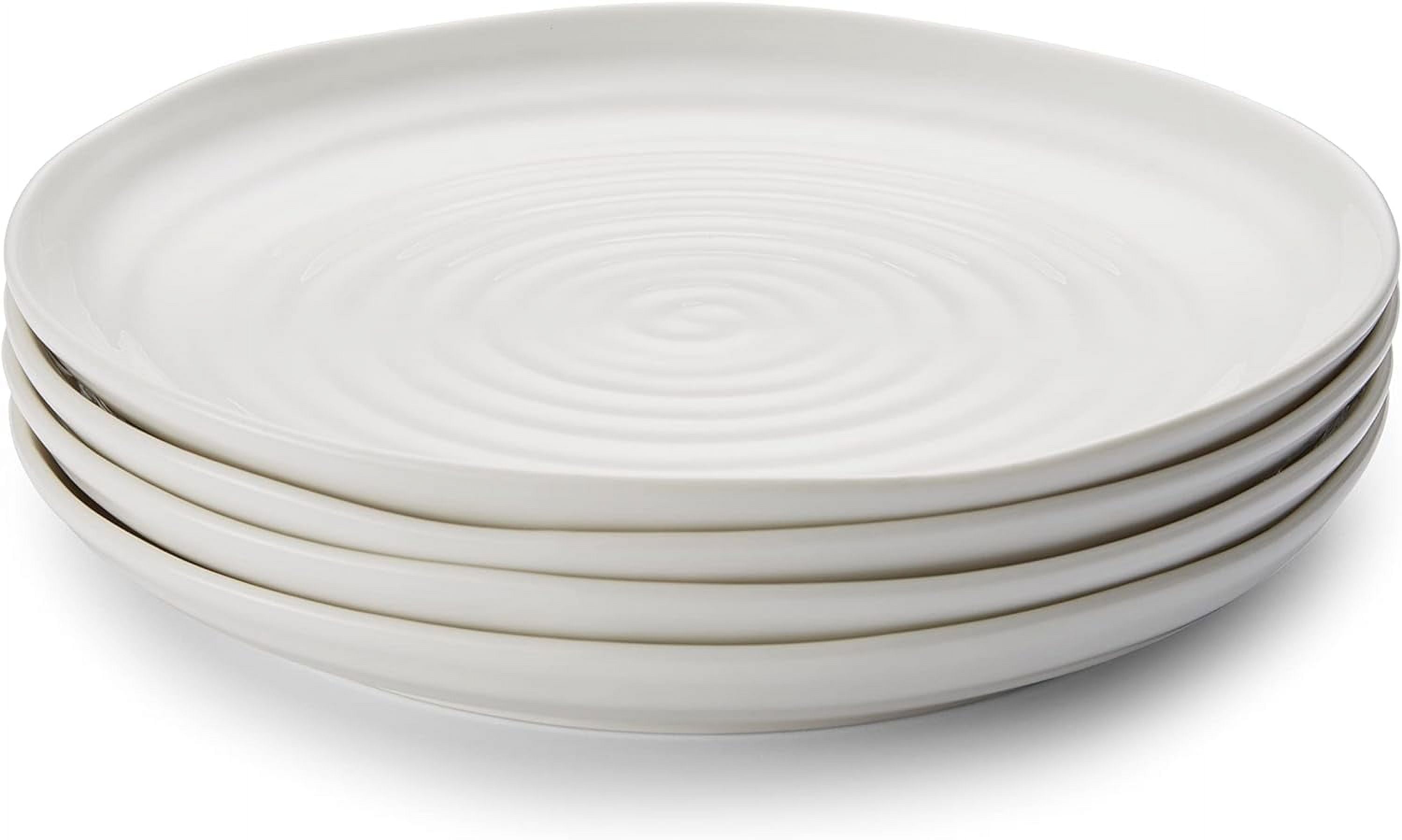 Handcrafted White Porcelain 9.25" Salad/Dessert Plates, Set of 4