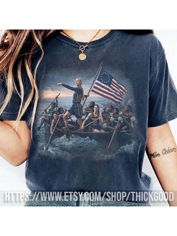 Sophie Cunningham & Caitlin Clark Crossing The Delaware Shirt – Indiana Women’s Basketball Vintage Tee