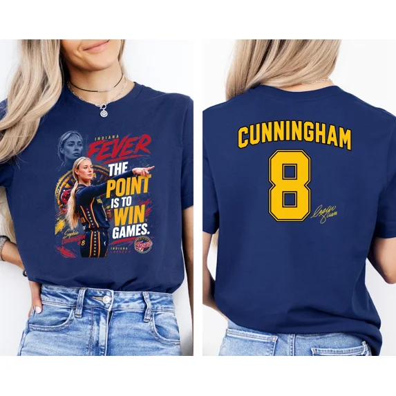 Sophie Cunningham Indiana Fever Point To Win Games T-shirt,Navy Color,Size XL