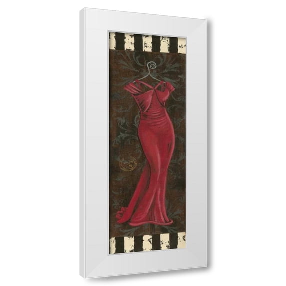 Sophie Devereux 11x24 White Modern Wood Framed Wall Art Titled - Fancy Dress I