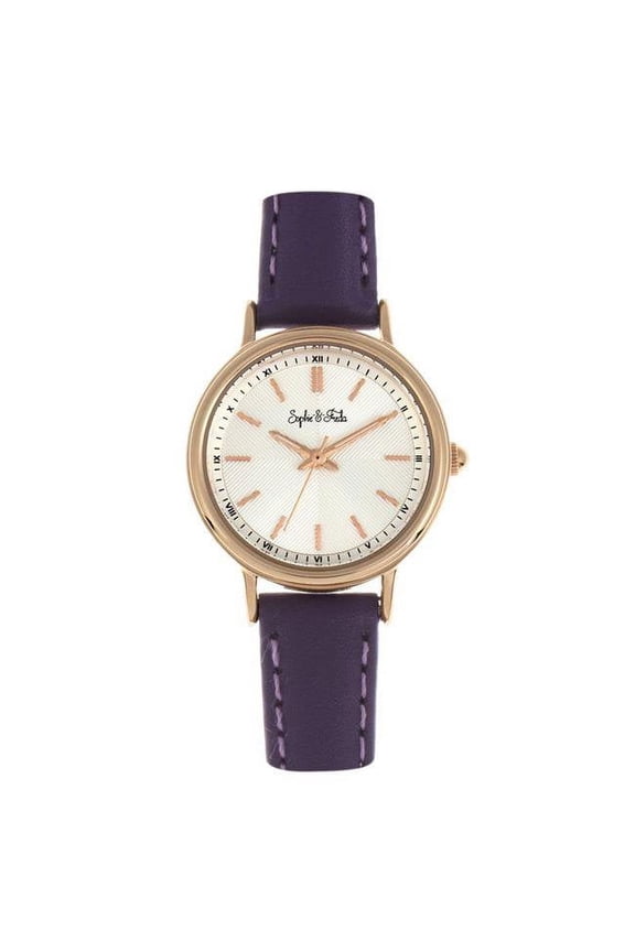 Sophie & Freda SAFSF4805 Berlin Leather-Band Watch, Purple