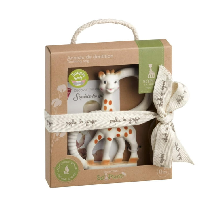 Sophie La Girafe So Pure Teether Giraffe by VULLI 100 Natural Rubber Infant Baby Teething Toy White and Brown Walmart
