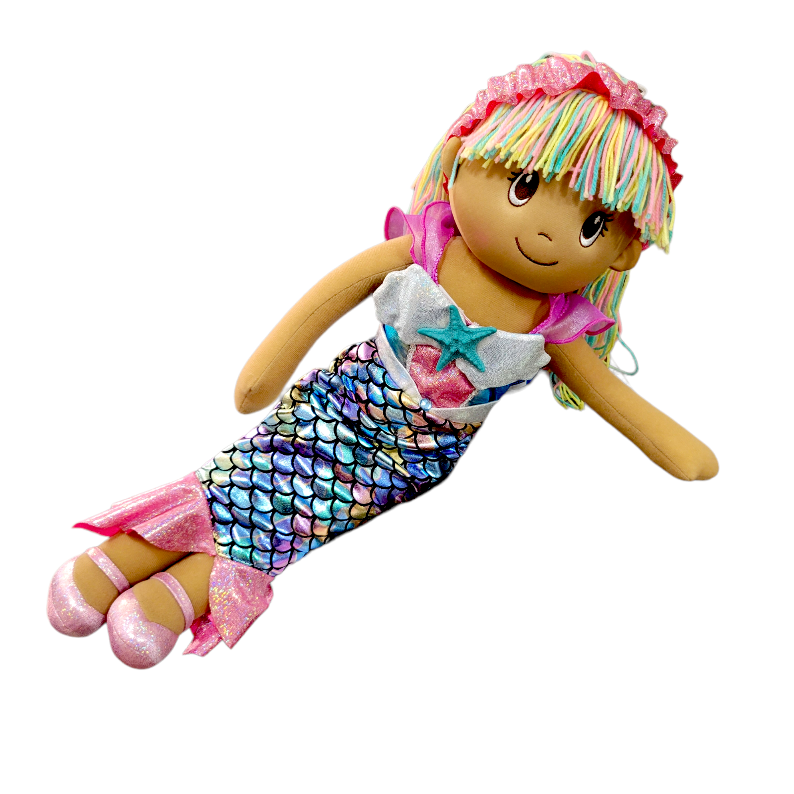 Mermaid Doll, Mermaid Gifts for Girls, Plush Rag Doll in a Variety of  Nautical Prints, 18 inch (Lobster, Blonde) 