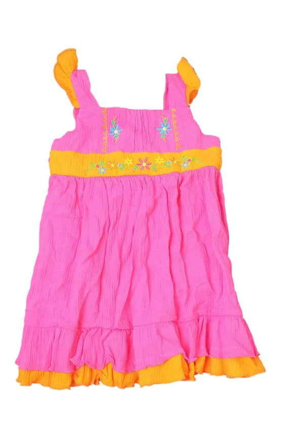 Infant Toddler Girls Pink Flowered Sundress Sun Dress Orange 2T