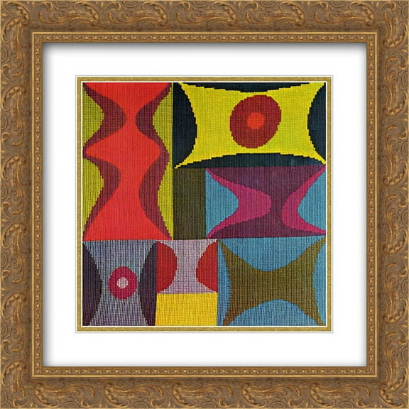 Sophie Taeuber Arp 2x Matted 20x20 Gold Ornate Framed Art Print 'Elementary Forms'