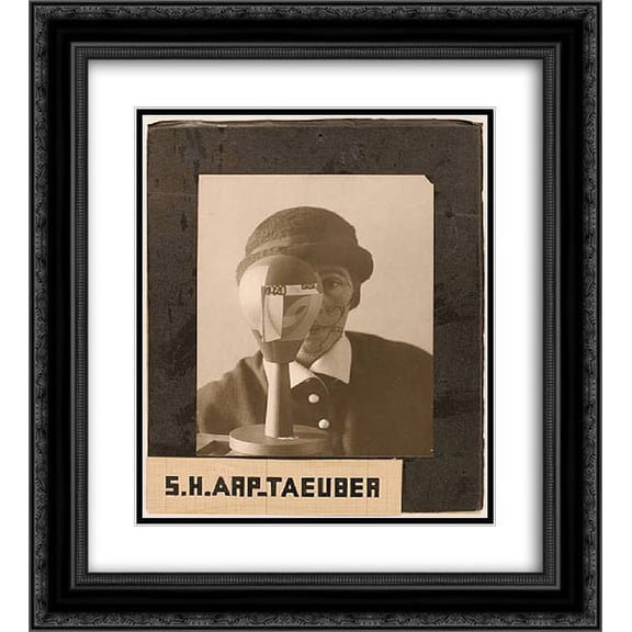 Sophie Taeuber Arp 2x Matted 20x24 Black Ornate Framed Art Print 'Self-portrait with Dada-Kopf (Dada Head) 1926'