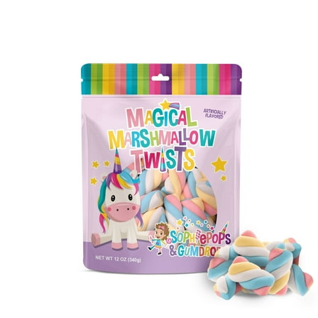 Magical Marshmallow Twists, Sophiepops & Gumdrops, Allergen Free Marshmallows, Vanilla, 12.0 oz, Bag