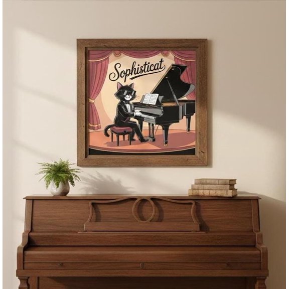 Sophisticat Cat Piano Mid Century Modern Jazz Poster 8x12 UNFRAMED