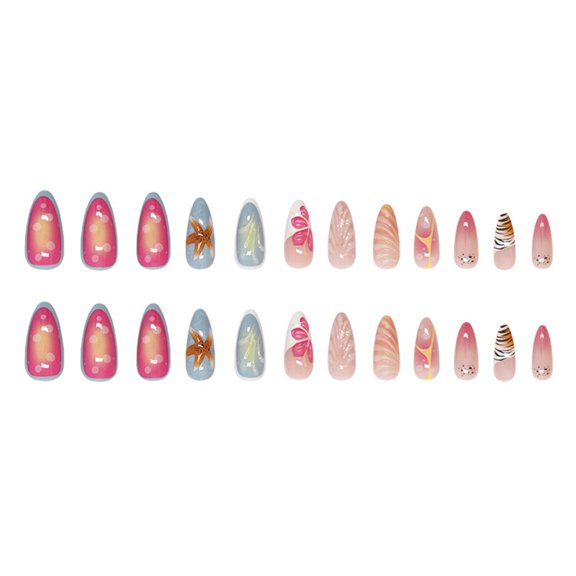 Sophisticated Almond Press on Nails with Sea Shell Designs Full Covers False Nails Stick on Nails For Any Occasion