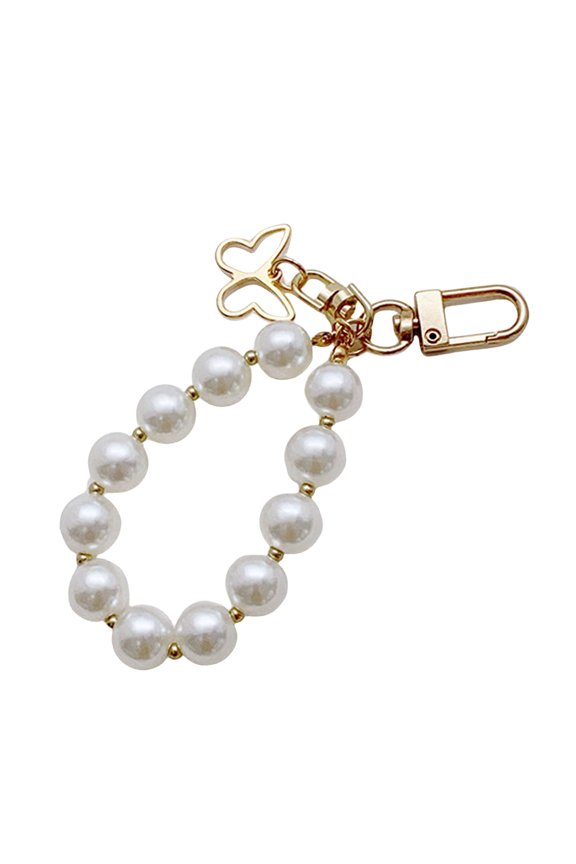 Sophisticated Ballet Ribbon Bowknot/Butterfly/Heart Keychain Beaded Keyring Jewelry Stylish Key Accessory for Women
