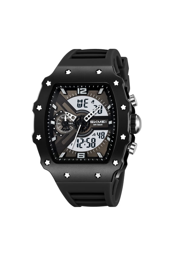 Sophisticated Barrel-Shaped Men's Quartz Chronograph Watch - Large Face with Subdials, Waterproof for Business Casual