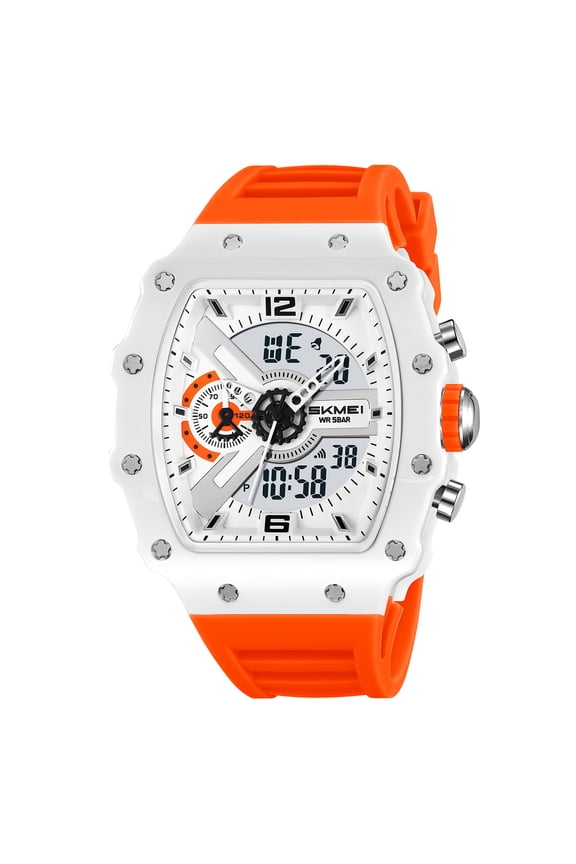 Sophisticated Barrel-Shaped Men's Quartz Chronograph Watch - Large Face with Subdials, Waterproof for Business Casual