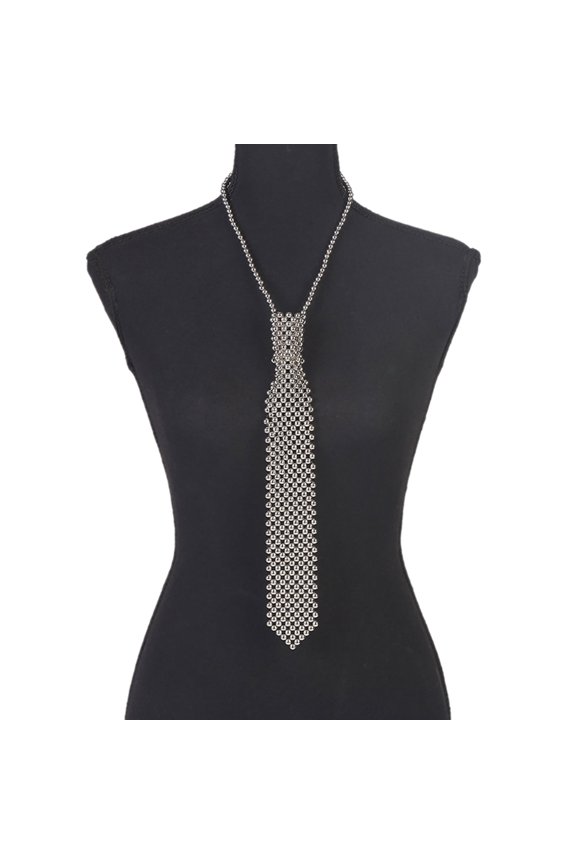 Sophisticated Beaded Necktie Necklace Elevates Female Attires with Touch of and Elegances Delicate Pearl Necktie