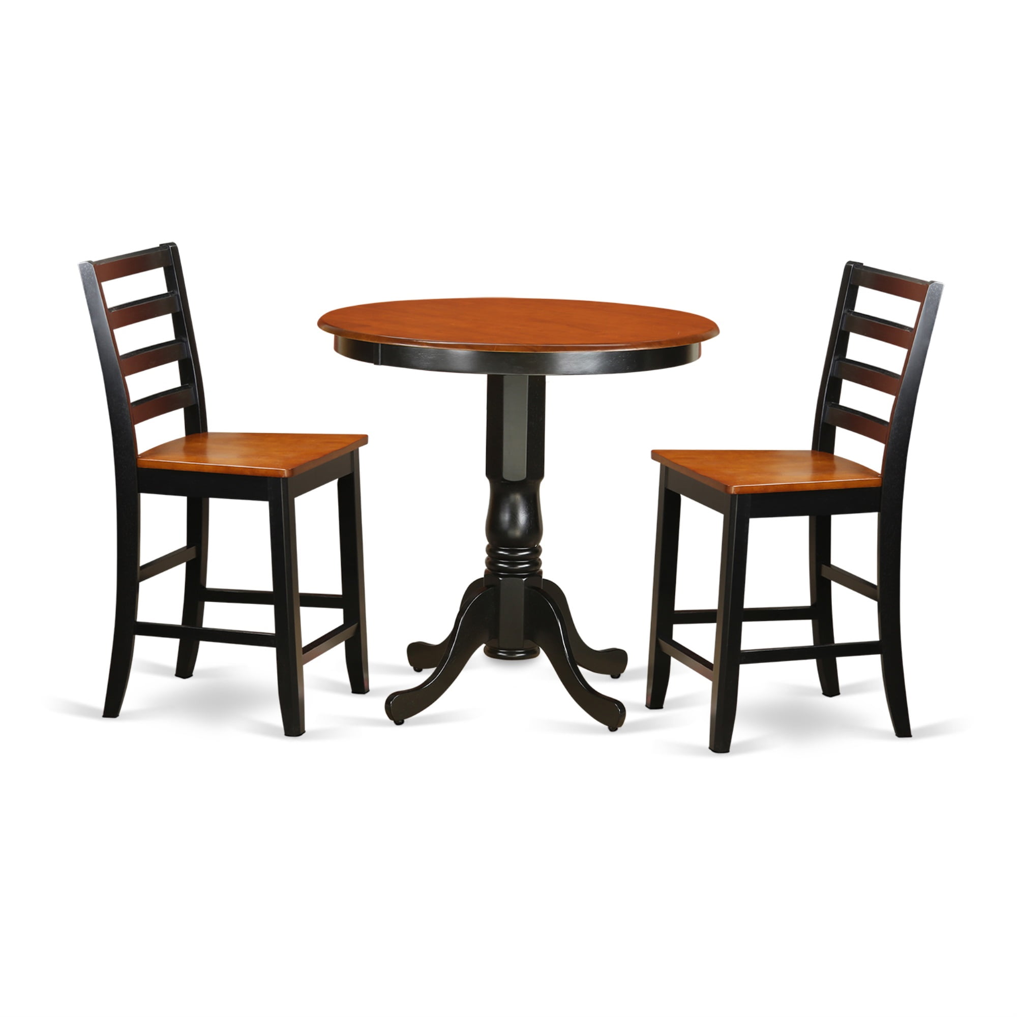 Sophisticated Black & Cherry Counter Height Dining Set 3 Pc Table and