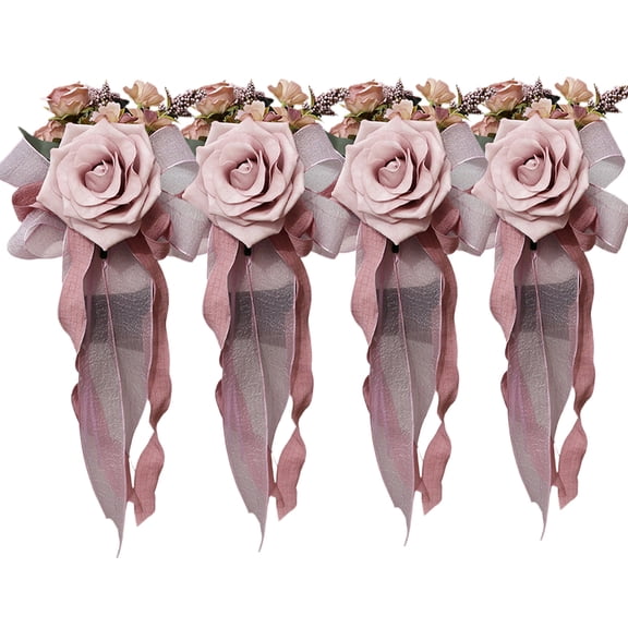 Sophisticated Bridal Car Floral Accessory Nuptial Car Glasses Silk Flower Adornment Bowknot Decoration for Vehicle