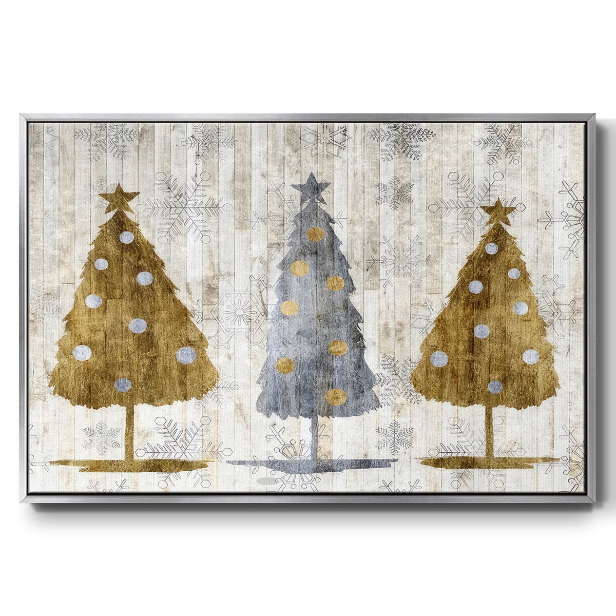 Sophisticated Christmas Collection A - Framed Gallery Wrapped Holiday Canvas - 27 x 41 - Silver Frame